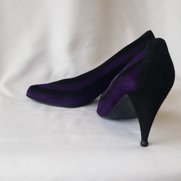 Vintage Purple Striped Luc Berjen Heels Italy 38 - Picture 3 of 8